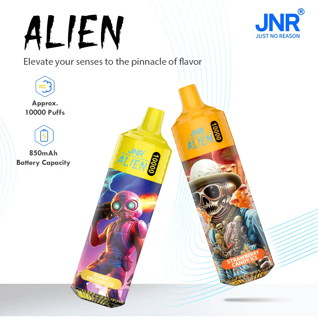 Alien vape, 10000 puffs, colorful design.
